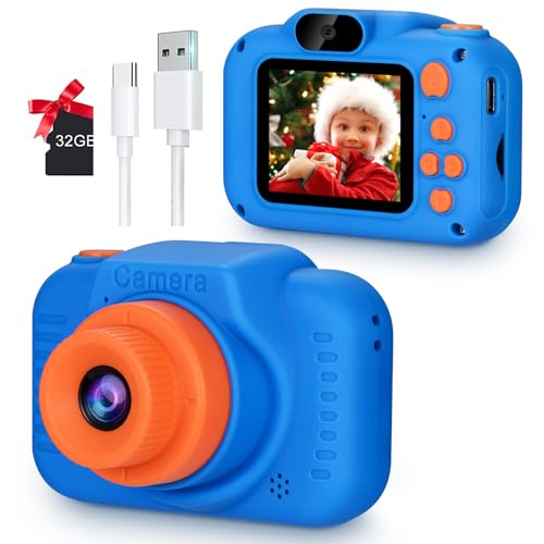 POSO, Fotocamera digitale per bambini e bambine di 3-10 anni, con scheda SD da 32 GB, 1080p, HD, schermo da 2',...