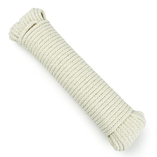WINSOME All-Purpose Natural Braided Cotton Rope (10M/33ft) 4MM with Synthetic Polypropylene Core Clothesline