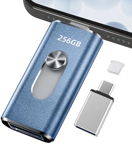 （01:30時点） 256GB usbメモリ【アプリ不要・アルバムから写真保存】４in1プッシュ型 Phone対応 スマホ携帯 高速 データ保存 バックアップ iOS/Type-C/USB/Micro USBフラッシュメモリ 外付けストレージ スライド式 容量不足解消 usbメモリ！256GB Blue