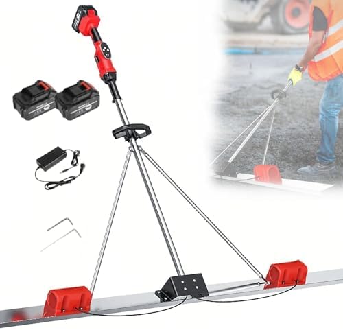 Upgraded Cordless Electric Concrete Vibrator Tool, 3000-6000 RPM Brushless Dual Motor, 59-78in Stainless Steel Board, 2 Batteries, Perfect for Concrete Finishing