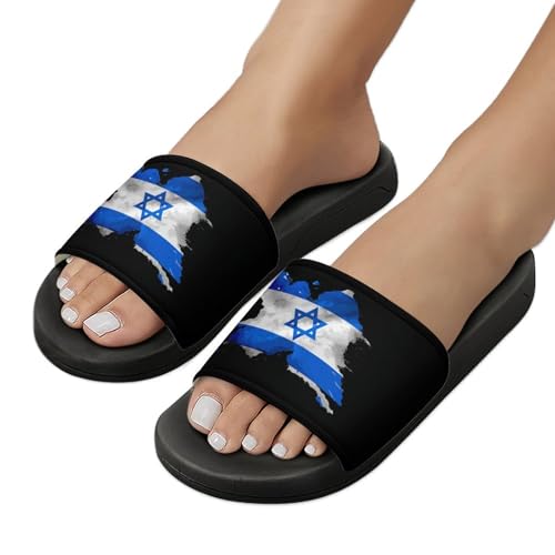 Vintage Israeli Flag Unisex Shower Shoes House Slippers Non-Slip Indoor Bathroom Shoes for Pool Beach 40 (250mm)3