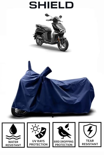 Image of Shield Heavy Duty Scooty Cover for Vida V1 pro | All-Season, Tear-Proof Fabric | with Side Mirror Pocket & Buckle Belt | Vida V1 pro Scooty Cover (Blue)