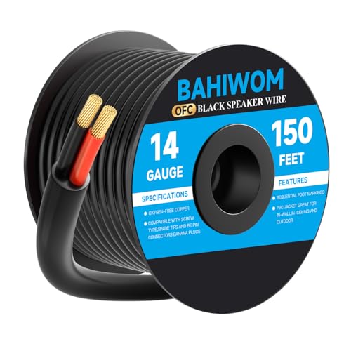 Cable de altavoz OFC negro de 14 AWG de 150 pies apto para enterrar en suelo de patios