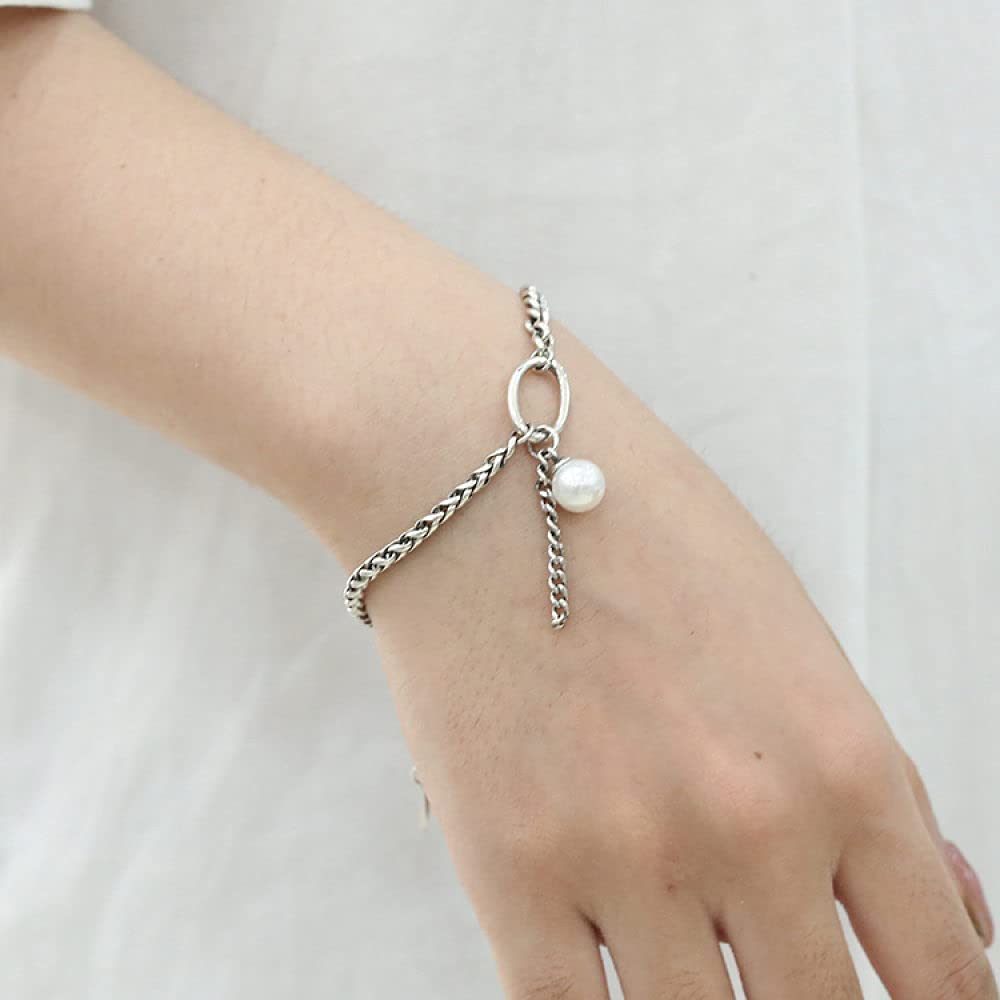 Armkette Damen Silber 925,S925 Silberarmband Vintage Pearl Freundschaftsarmbänder Fashion Einstellbare Sterling Silber Schmuck Für Frauen Geschenk Freundin Frau