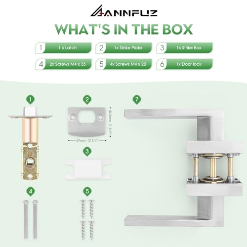 ANNFUZ Passage Door Handle Without Key,Square Interior Door Lever for Hallway Closet, Reversible Keyless Handles for Right & Left Side,Heavy Duty Non-Locking Doorknob,Brushed Nickel by ANNFUZ - Image 5