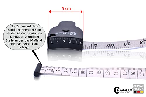 Cravallo® Ergonomisches Körpermaßband I Umfangmaßband I Fitnessmaßband I Sportmaßband I Maßband zum Messen von Körperumfängen (DE-Version in CM)