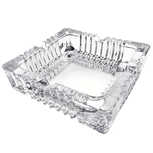 WYDM Askfat i glas för cigaretter, dekorativ askkopp i klar glas, rektangulära askfat för hem, kontor och restauranger (Storlek: Medium)