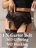 ohyeahlady Women Lace Suspender Belt Plus Size Garter Belt Sexy Lingerie Set with 4 Strap for Stockings Black Size UK 16 18 - Image 5