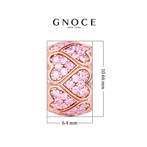 Gnoce Charm Or Rose en Argent Sterling 925 "Amour Doux Rose" Charm Breloque Dessin Cœur Compatible avec Bracelets et Colliers
