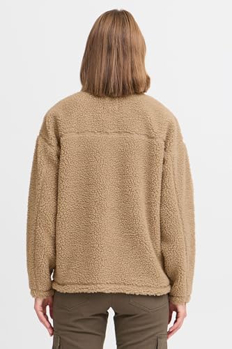 OXMO OXTovine Damen Jacke Übergangsjacke Teddy-Jacke Loose Fit, Farbe: Dune (171009), Größe: M