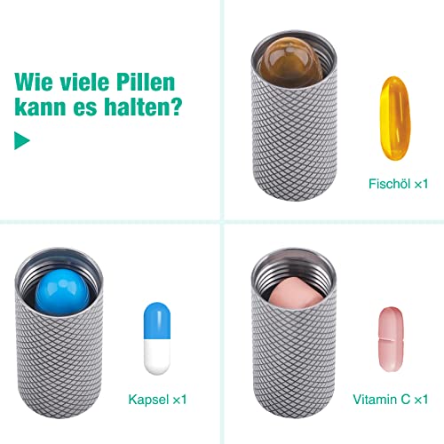 Opret Mini-titanium metalen pillendoos, klein, met sleutelhanger, waterdicht, licht gewicht voor reizen in de open lucht, pillendoos, kleine tablettenbox, kleine tabletten, weekbox, tablettendoos voor - Afbeelding 3