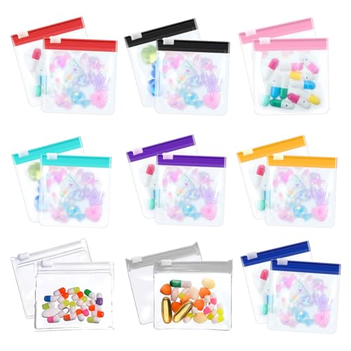 LACHT Sachet plastique transparent,Lot de 18 mini sacs en plastique transparent avec fermeture éclair, refermables, pour voyage, petite entreprise, rangement de bonbons (7 x 7.6 cm)