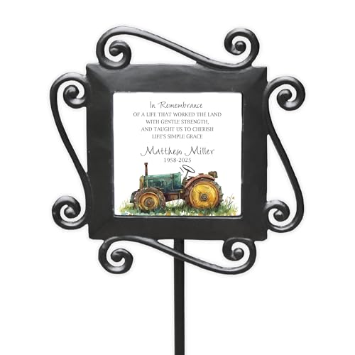 Personalized Memorial Garden Stake Tractor Farmer Remembrance Outdoor Tribute