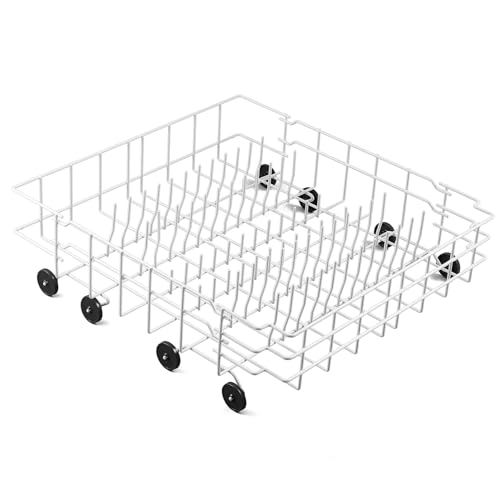 Upgraded 808602302 Dishwasher Lower Rack Replacement Parts for Frigidaire Kenmore Dishwasher Lower Dishrack Assembly with 154174501 Wheels 154432602 FDB1050REB0 Dishwasher Bottom Drawer Rack Basket