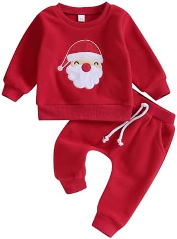 TheFound Christmas Baby Boy Girl Outfit Xmas Fall Winter Pullover Sweatshirt Warm Pant Newborn Toddler Baby Christmas Clothes