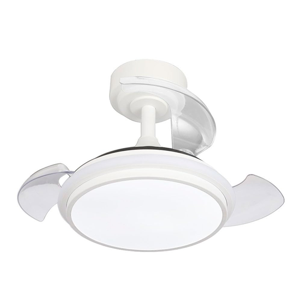 Bilake Lampara Ventilador de Techo pequeño antila Mini Blanco | Ventilador de Techo luz Regulable 35W 3000Lm aspa retráctil Motor DC