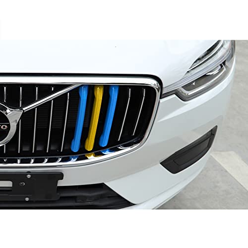 Hibeyo Front Grille Cover Strips Clip Trim For Volvo Xc90 2020 Car Front Grille Insert Trims Tri-Colored Front Center Kidney Grilles Cover -Blue Yellow Blue #TOP5