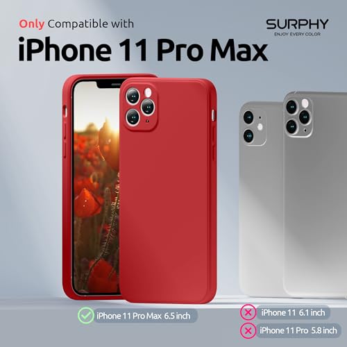 SURPHY Design for iPhone 11 Pro Max Case with Camera Protection, Straight Edge Design Liquid Silicone Slim Case, Red by SURPHY - Image 2