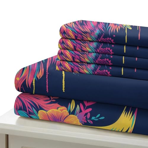 Housse de couette double 200x200cm à rayures marines en microfibre - 7