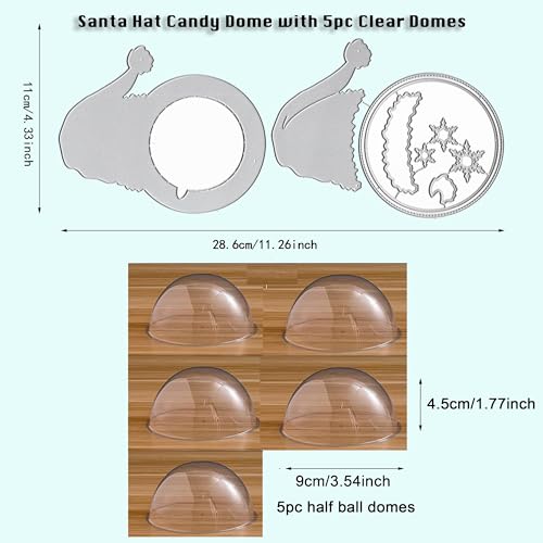 Matrice bonnet de Père Noël et 5 demi-dômes de boule scrapbooking shaker - 3