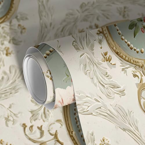 Image of PAPER PLANE DESIGN Vintage Floral Vinyl Self Adhesive Wallpaper Peel & Stick, Waterproof, Stain-Proof | 16 in X 90 in, Decor for Bedroom, Hallway, Living Room (D)