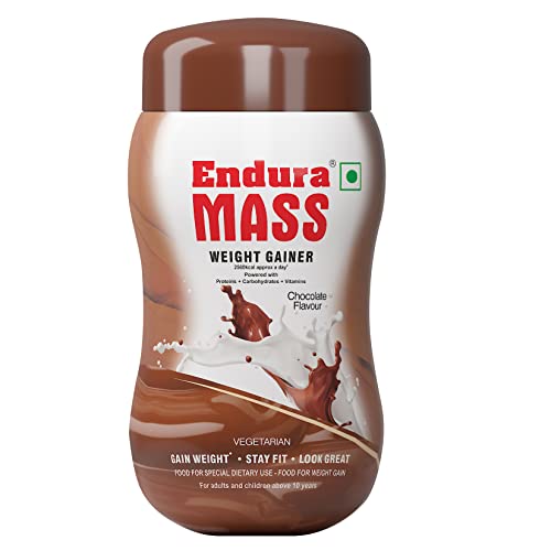 Endura Mass Weight Gainer Powder 500 G Chocolate Flavour|Unique Blend Of 3 Sources Of Protein,Carbs,Vitamins & Essential Minerals|For Children Above 10 Years,Men,Women & Athletes,1 Count,16 Servings