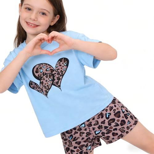 Image of Axumity Kid Toddler Girl Clothes Summer Ruffle Sleeve Figure Graphic Shirt + Shorts Summer Outfits Set