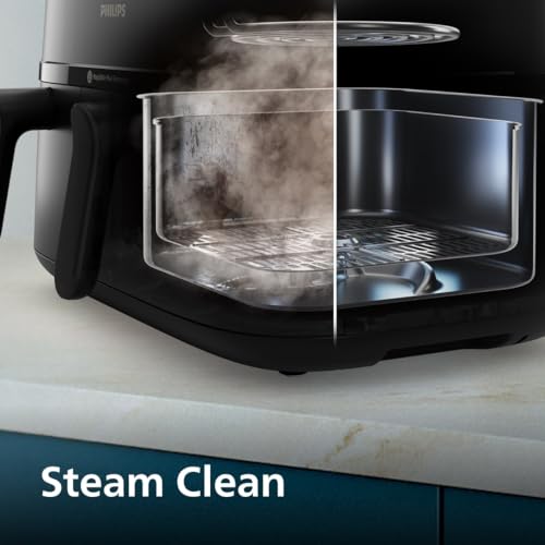 Philips Steam Airfryer 5000 Series Dual Basket - Airfryer & Dampfgarer in einem Gerät, 9L, RapidAir Plus Technologie, 19 Kochfunktionen, 90% weniger Fett, 2 Körbe, Dampfreinigung (NA550/00) – Bild 8