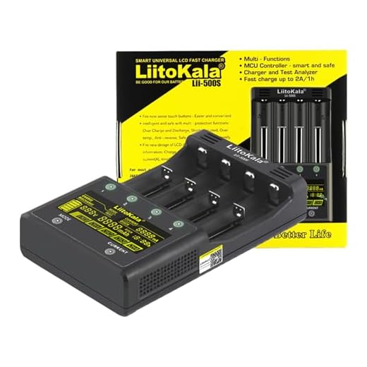 MXJFYY LiitoKala Lii-500S 18650 Akkuladegerät Schnellladegerät mit LCD-Display Touching Control, 4-Steckplatz AA Akkuladegerät mit 12V3A Adapter für 10400 21700 Li-Lion AA AAA NI-MH NI-CD