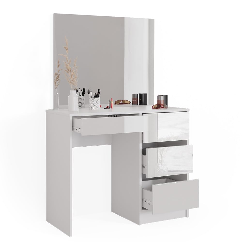 Vicco Coiffeuse Sherry, Blanc, 90cm | avec grand miroir pour les soins quotidiens et la création de coiffures