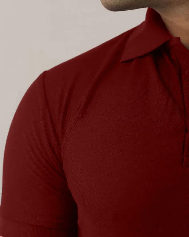 Image of INKKR Men's Polo Neck Half Sleeve Solid T-Shirts