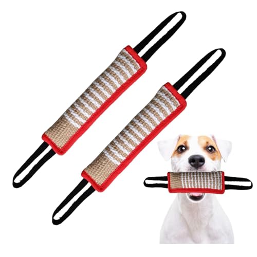 LNGJIN 2 pezzi,Addestramento Giocattolo Morso,Manicotto per CaniGiocattolo,GiocattoloperCani in Iuta,Dummy per Cani,Tiro alla fune e giochi di tiro con cane,Rimorchiatore per Cani Giocattolo in Iuta