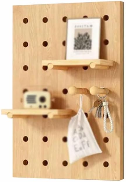 Pegboard Combination Kit, Wood Pegboard Wall Hanging Modular Organizer Storage Boards Display Pegboard Panel for Bedroom Office, Stable Load-Bearing (Color : Natural, Size :