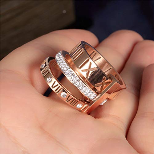 Jaline Stainless Steel Cz Zirconia Roman Numeral Ring For Women Girls 3 In 1 Spinner Rings (Rose Gold, 7 Runs Small) #TOP4