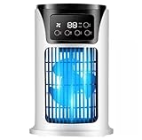 Mini Ar Condicionado Portátil com Ventilador multiuso, Umidificador de 300 ml, luz LED, USB e bivolt. Ideal para resfriar pequenos ambientes, oferecendo praticidade e conforto em qualquer lugar.