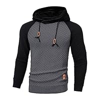 TARAINYA Pull Homme Sweat à Capuche Manches Longues Hoodies Pullover Casual avec Cordon Serrage Ajustable Gris foncé Noir XL