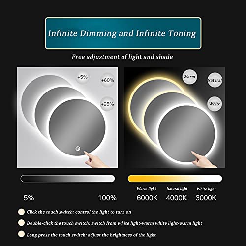 Miroir de salle de bain anti-buée LED haut de gamme à intensité variable