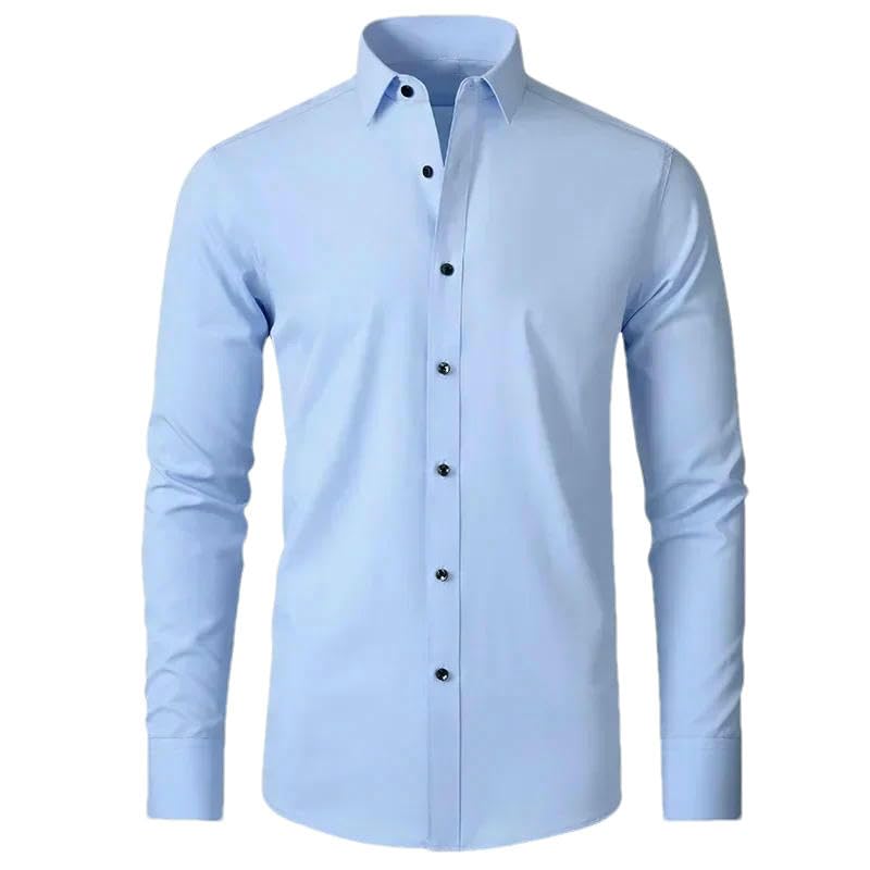 Chemise extensible homme mince simple d'affaires anti-pli couleur unie
