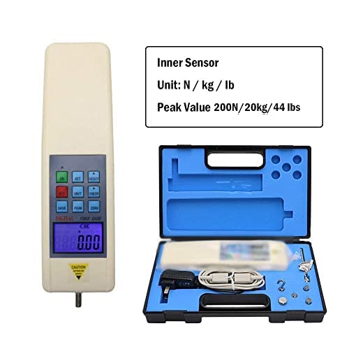 Force Gauge Meter Push Pull Tester Dynamometer with Inner Sensor Peak Load Value 200N/20kg/44 lbs