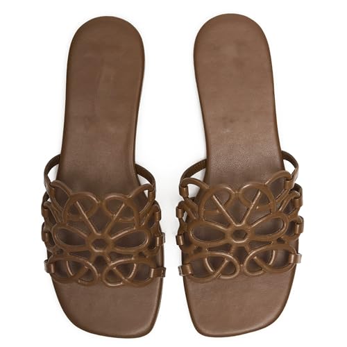 Flat Sandals for Women Open Toe Slip on Casual Comfy Slides Summer Sandals Beach Walking Shoes3