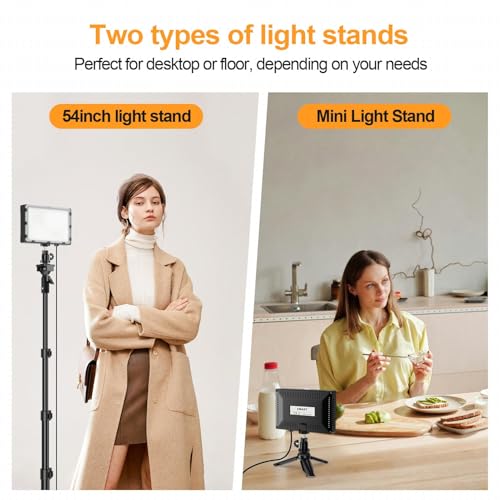 EMART Led Photography Lighting Kit, 2 Pcs Dimmable Continuous Portable Studio Light with 54 inch Adjustable Tripod Stand for Video Recording, Photoshoot, YouTube, Game Streaming - Image 5