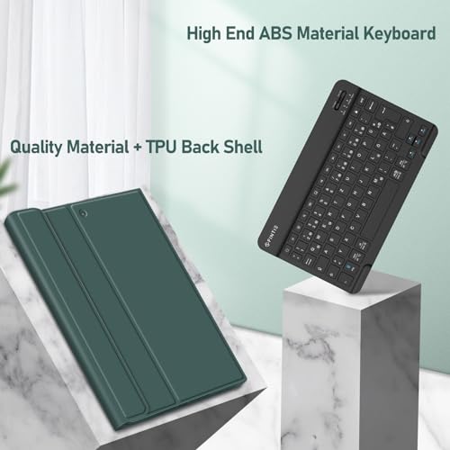 FINTIE Tastatur Hülle für iPad 10.2 Zoll (9/8/ 7 Generation - 2021/2020/2019), Schutzhülle mit TPU Rückschale, Pencil Halter und magnetisch Abnehmbarer Tastatur mit QWERTZ Layout, Dunkelgrün 5
