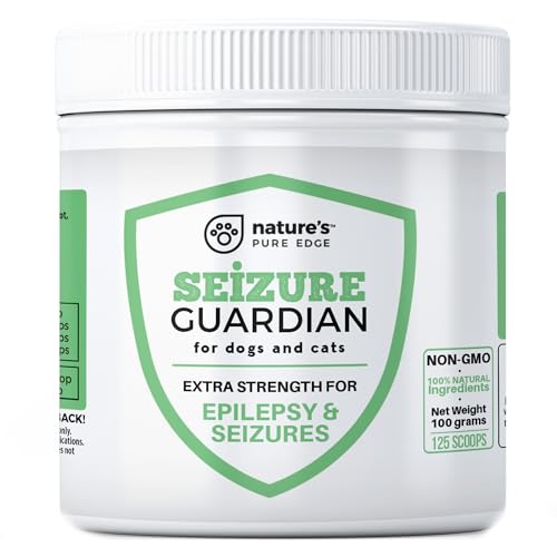 Seizure Support and Calming Aid for Dogs and Cats - All Natural Epilepsy and Seizure Aid. Ashwagandha, Blue Vervain, Valerian, L-tryptophan, L-Taurine, Chamomile, Milk Thistle, Turmeric.