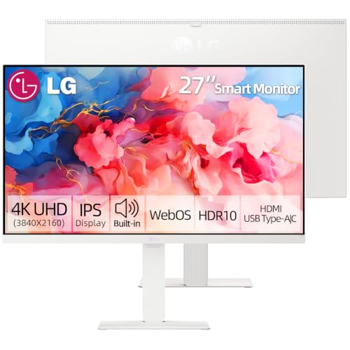 Image of LG 27-Inch Smart Monitor, 4K UHD (3840 x 2160) IPS Display, HDR10, Built-in Speaker, Screen Share, Remote Control, WebOS, HDMI, USB Type-C PD 65W, AirPlay 2, Bluetooth, Tilt /Height /Swivel /Pivot Stand