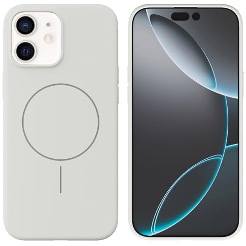 Mixroom - Custodia Cover Case per iPhone 11 in Tpu silicone liquido morbido compatibile con MagSafe con cerchio magnetico integrato Bianco C09