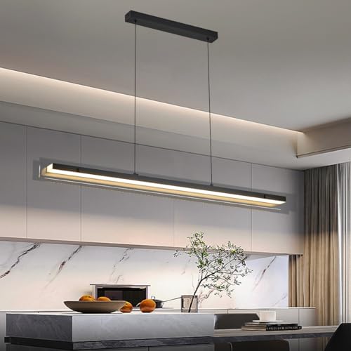 HUASHARE Glass Modern Black Linear Pendant Light - LED Hanging