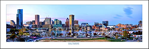 Baltimore Skyline UNFRAMED PRINT Poster Photo Inner Harbor 11.75 inches x 36 inches Photographic Panorama Picture Standard Size