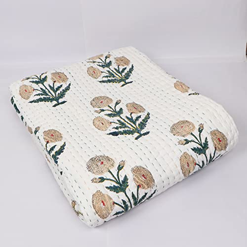 Kantha Quilts INDACORIFY : Couverture en Coton Floral