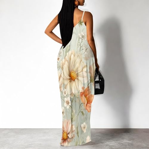 Image of SUZONANA Women Plus Size Summer Maxi Dress Spaghetti Strap Loose Sundress