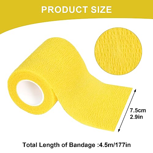 Disnace 12 Rolls Vet Wrap, 7.5cm x 4.5m Non-Woven Cohesive Bandages Breathable Stretchable, Assorted Colors Self-Adhesive Wrap Sticky Elastic Tape for Pets Human Wrist, Ankle Sprains, Swelling - Image 3
